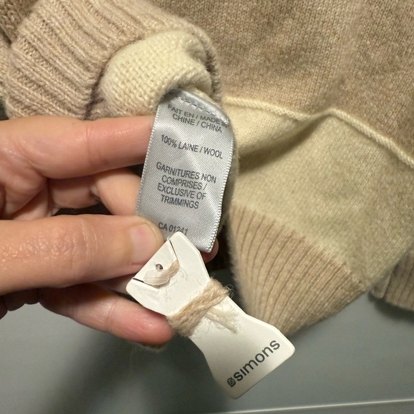 Simons Shetland Wool Striped Crewneck Sweater - Beige and Cream - Picture 6 of 6